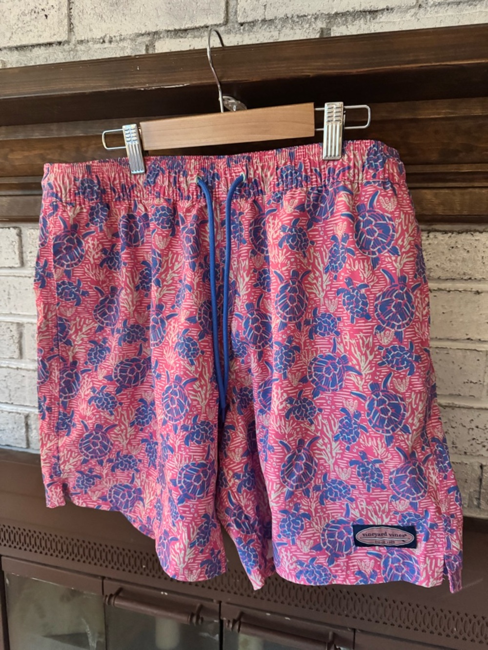 Vineyard Vines Men's Pink & Blue Turtle Bathing Suit